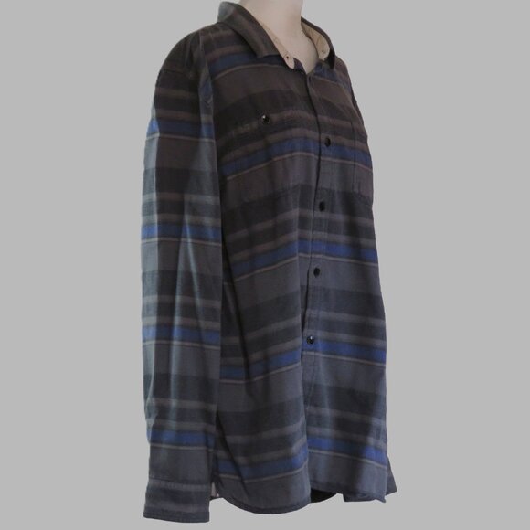 Vans Men's Blue & Gray Stripped Long-Sleeve Button-Up Shirt Size XL (C1004) - Picture 3 of 7